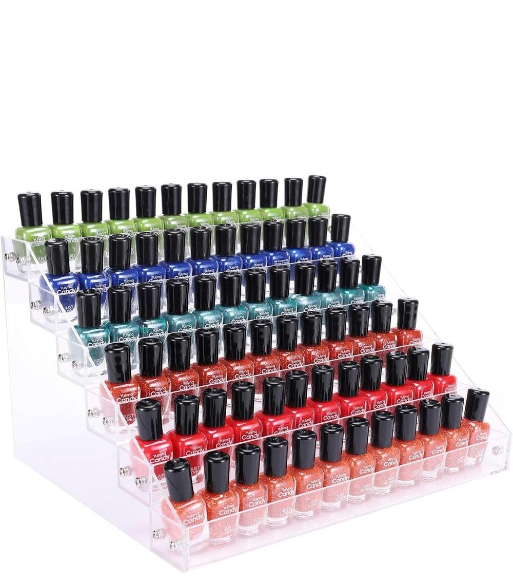 Clear Acrylic 6 Tier Organizer Holder Rack Shelf Stand Holds Up to 48-96 Bottles